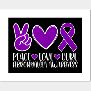 Fibromyalgia Awareness Peace Love Cure Posters and Art